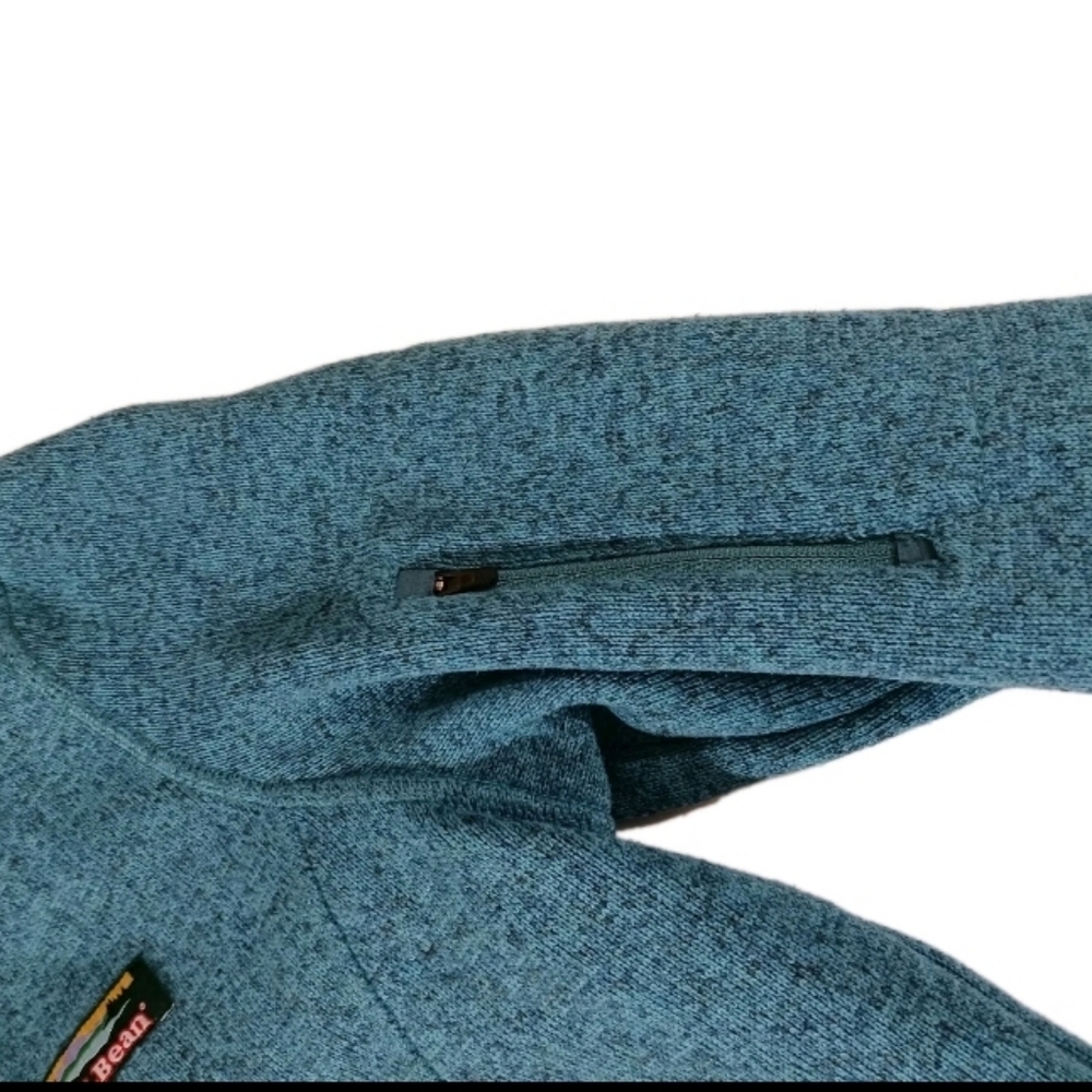 L.L. Bean Women's Marled Blue Knit Mock‎ Neck Hiking Sweater L Full Zip - Picture 10 of 10